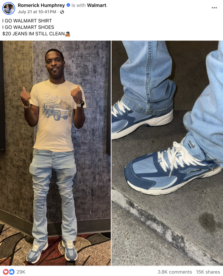 Romerick Humphrey Facebook Walmart Shoes Post A "Facebook":https://knowyourmeme.com/memes/sites/facebook-meta post from a user named Romerick Humphrey about the Avia shoes at "Walmart":https://knowyourmeme.com/memes/subcultures/walmart.
