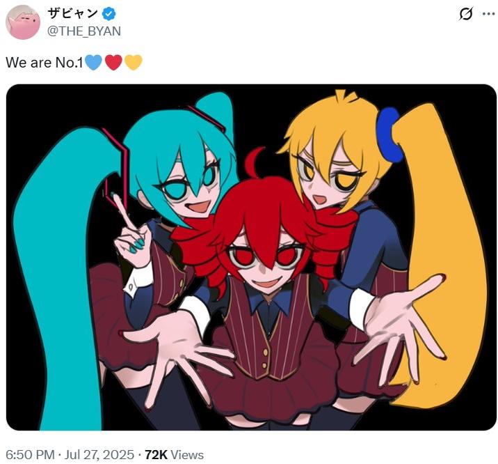 ザビャン @THE_BYAN We are No.1 0 • 6:50 PM Jul 27, 2025 72K Views