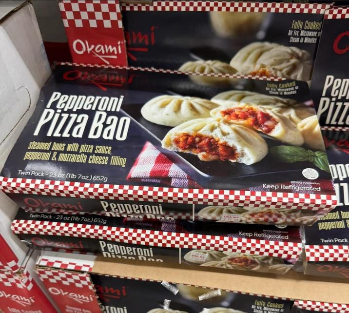 Okami Pepperoni Pizza Ban steamed buns with pizza sauce, pepperoni&mozzarella cheese filling Twin Pack-23 oz (1lb 7oz.) 652g Okami mi Pepperoni Twin Pack-23 oz (1lb 7oz.) 652g MASSIFAX Fully Cooked Air Fry Microwave of Steam in Minutes Fully Cooked Air Microwave C Pep Pizz serving suggestion Keep Refrigerated T serving suggestion Keep Refrigerated amed bur pepperoni Twin Pack Okami Filly Camber Pepperoni Disse Don mi Okami eroni 5121 Fully Cooked Air Fry Microwave f Steam in M OV
