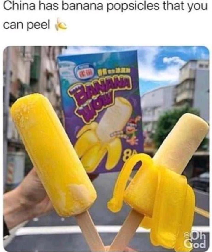 China has banana popsicles that you can peel 佳圖 BANAMA 8A Oh God