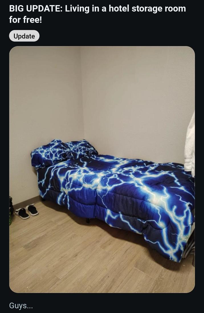 BIG UPDATE: Living in a hotel storage room for free! Update Guys...