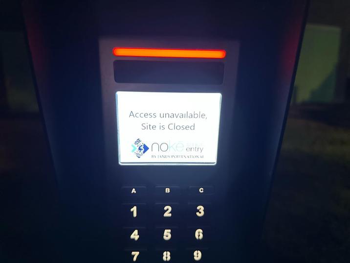 Access unavailable, Site is Closed noke entry BY JANUS INTERNATIONAL A B C 1 2 4 5 7