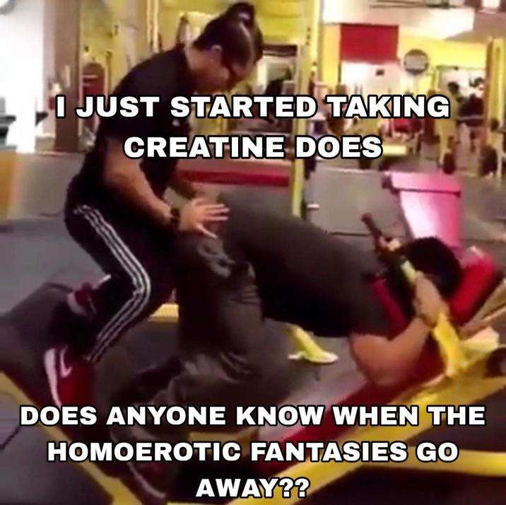 I JUST STARTED TAKING CREATINE DOES DOES ANYONE KNOW WHEN THE HOMOEROTIC FANTASIES GO AWAY??