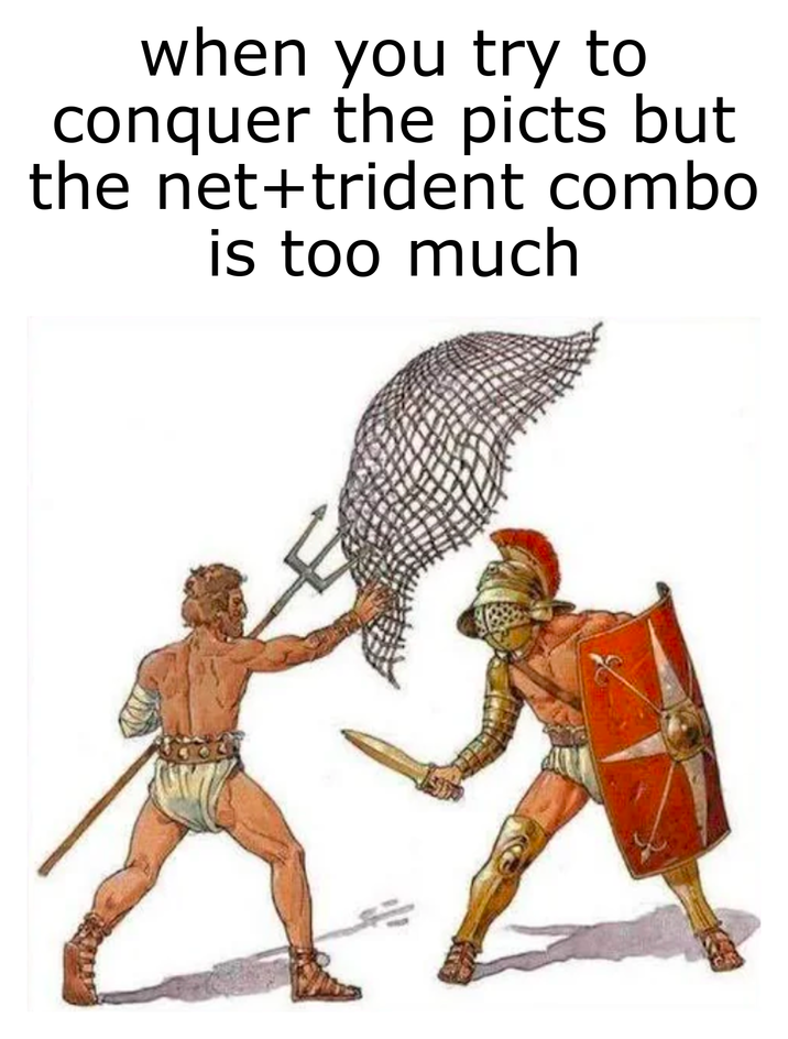 when you try to conquer the picts but the net+trident combo is too much
