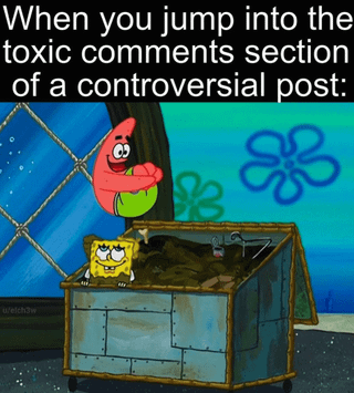welch3w When you jump into the toxic comments section of a controversial post: B