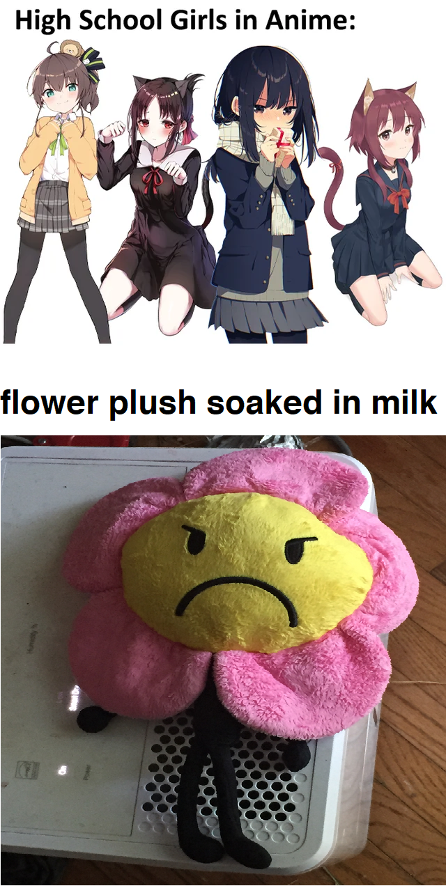 High S----------- in Anime: flower plush soaked in milk