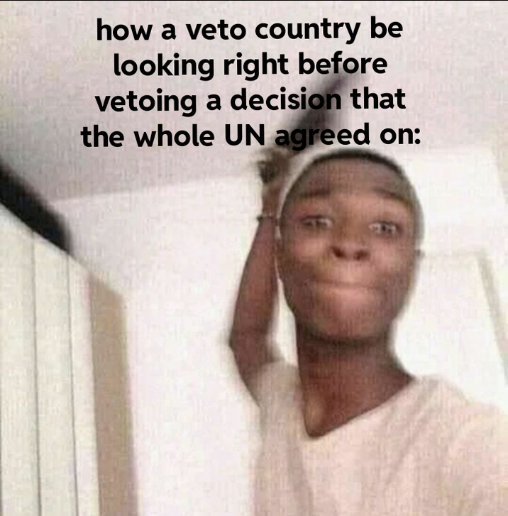 how a veto country be looking right before vetoing a decision that the whole UN agreed on: