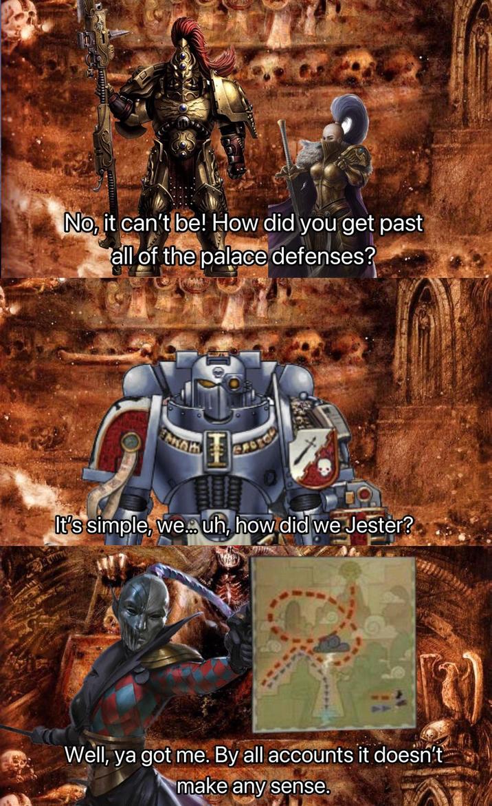 No, it can't be! How did you get past all of the palace defenses? LAXUR wwwww It's simple, we... uh, how did we Jester? Well, ya got me. By all accounts it doesn't make any sense.