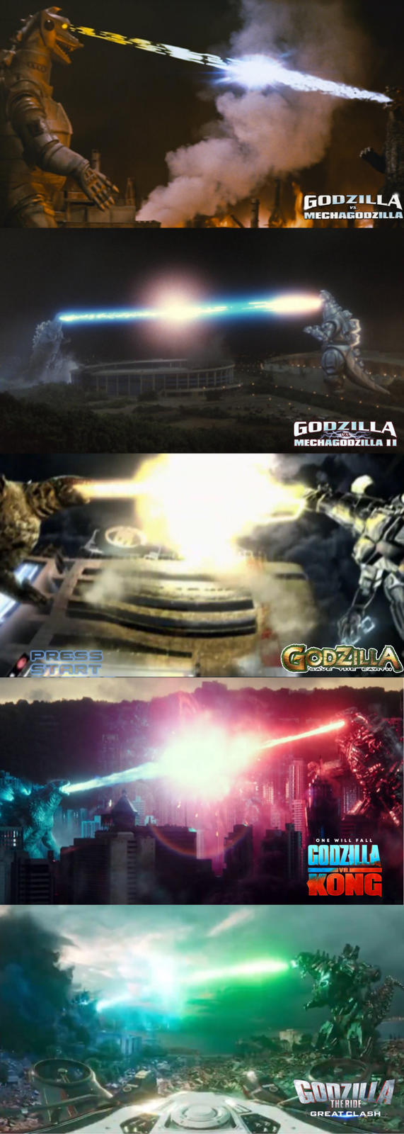 CLLL PRESS START GODZILLA MECHAGODZILLA GODZILLA MECHAGODZILLA II GODZILLA ONE WILL FALL CODZILLA KONG Conzu THE RIDE GREAT CLASH