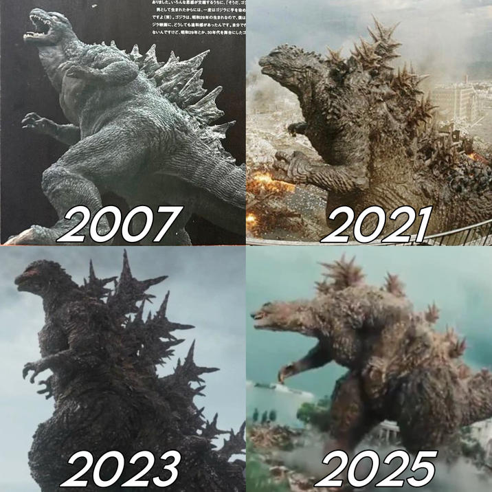 ありました。いろんな思惑が交するうちに、「そうだ、ゴジ 男として生まれたからには、一度はゴジラに手を染め ですよ(笑)。 ゴジラは、昭和29年の生まれなので、僕は ジラ映画に、どうしても違和感があったんです。自分 ないんですけど、昭和29年とか、30年代を舞台にしたゴ 2007 2021 2023 2025