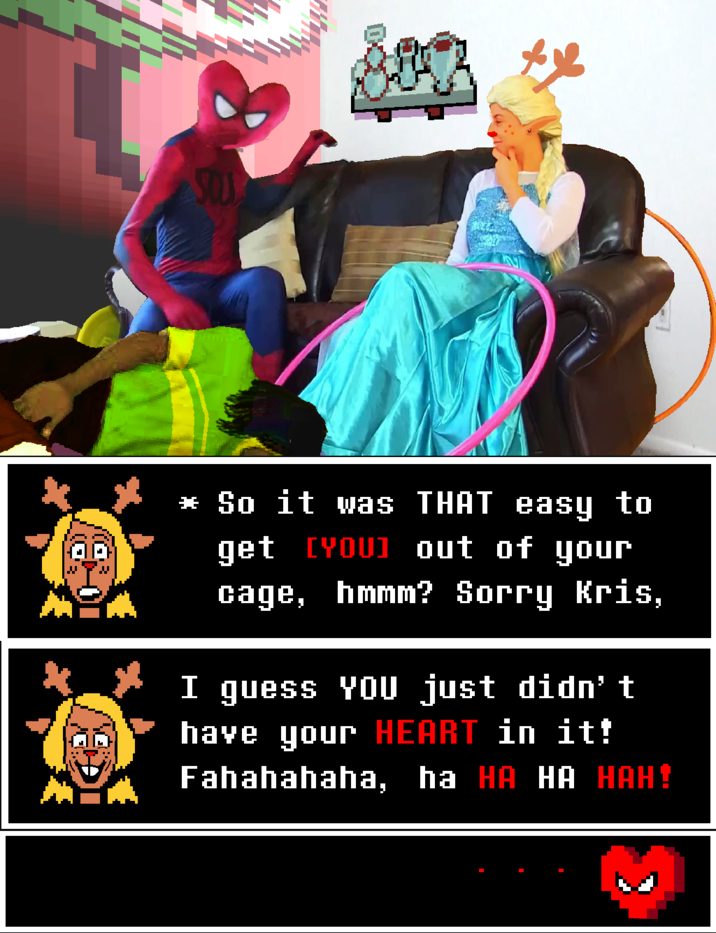 [And now for something completely different:] 
A tragedy has occurred. Innocence? Lost. Soul? Unleashed. A child? Is DEAD. You hate to see it. Parents, THIS is why you don't let your babies onto YouTube or your husbands go to ComicCon! >:( 
Signed, Mary Jane Watson