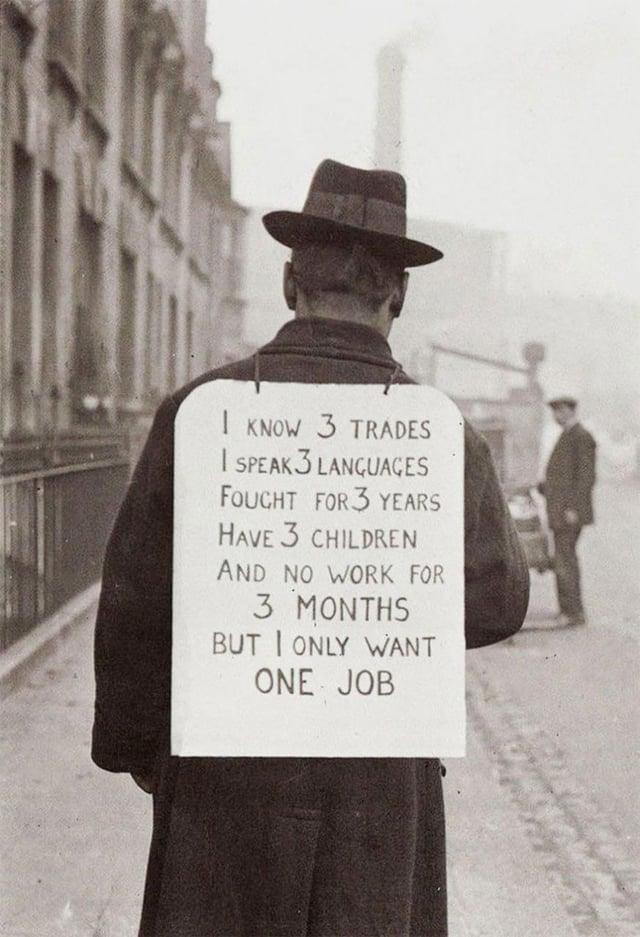 I KNOW 3 TRADES I SPEAK 3 LANGUAGES FOUGHT FOR 3 YEARS HAVE 3 CHILDREN AND NO WORK FOR BUT 3 MONTHS ONLY WANT ONE JOB