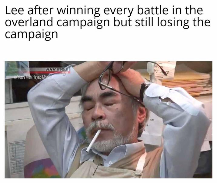 Lee after winning every battle in the overland campaign but still losing the campaign NHK WORLD 10 Years with Hayao Miya JAPAN M 1;