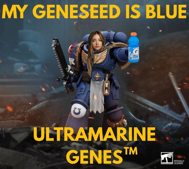 MY GENESEED IS BLUE ULTRAMARINE GENES™ EN OFFICIALLY WARHAMMER LICENSED