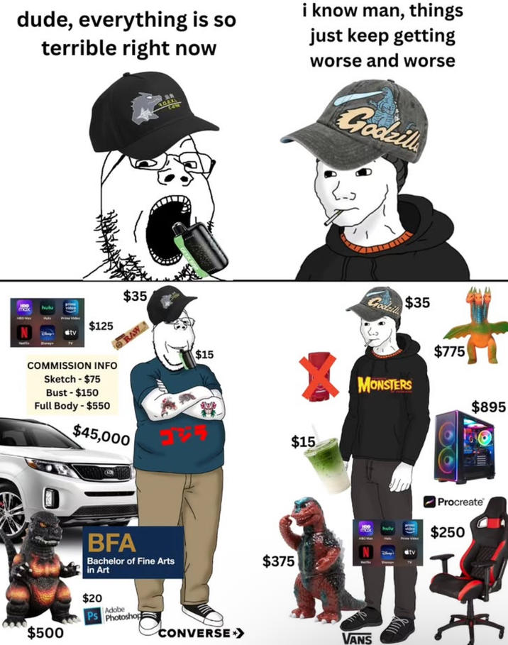 dude, everything is so terrible right now i know man, things just keep getting worse and worse Godzill max hulu prime tv $125 $35 RAW COMMISSION INFO Sketch - $75 Bust - $150 $15 Full Body - $550 $45,000 ゴジラ $15 BFA Bachelor of Fine Arts $375 in Art $500 $20 Adobe Photoshop Godzill $35 $775 MONSTERS CONVERSE > VANS hulu $895 tv Procreate $250 I