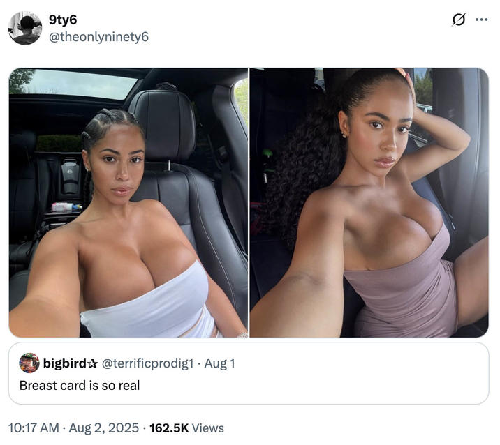 Yasmine Lopez A "quote-tweet":https://knowyourmeme.com/memes/quote-retweets-qrts of the "Breast card is so real" tweet, which led to interest in the "url:1951208513675329890" search on "Twitter / X":https://knowyourmeme.com/memes/sites/twitter-x.