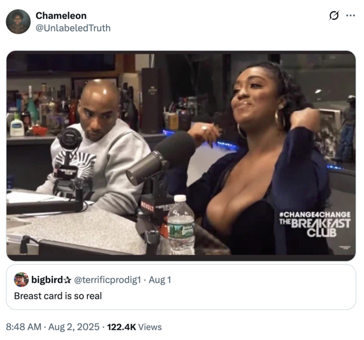 UnlabeledTruth Tweet A "quote-tweet":https://knowyourmeme.com/memes/quote-retweets-qrts of the "Breast card is so real" tweet, which led to interest in the "url:1951208513675329890" search on "Twitter / X":https://knowyourmeme.com/memes/sites/twitter-x.
