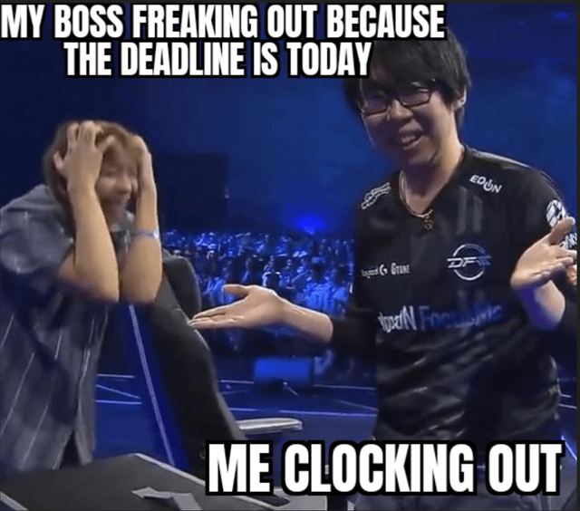 An "object labeling":https://knowyourmeme.com/memes/object-labeling meme, using the image of GO1 shrugging and Koji freaking out and screaming from Evo 2025.