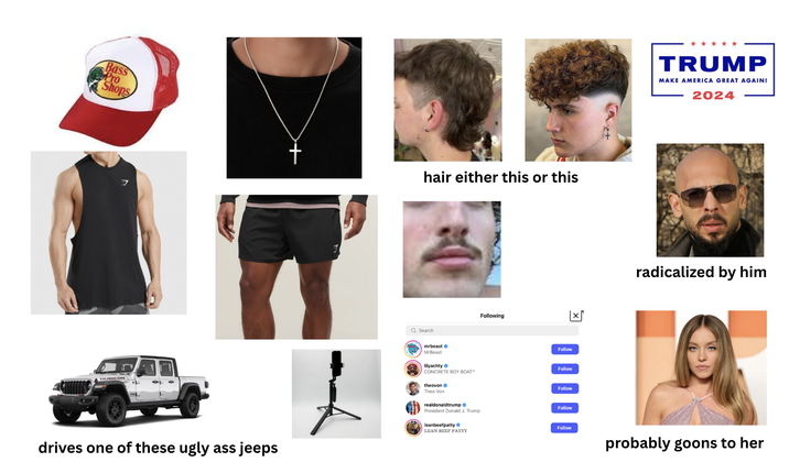 Bass Pro Shops J hair either this or this Q Search Following mrbeast MrBeast lilyachty CONCRETE BOY BOAT^ theovon Theo Von realdonaldtrump President Donald J. Trump leanbeefpatty LEAN BEEF PATTY drives one of these ugly ass jeeps ☑ Follow Follow 00000 Follow Follow TRUMP MAKE AMERICA GREAT AGAIN! 2024 radicalized by him Follow probably goons to her