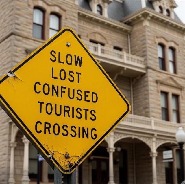 SLOW LOST CONFUSED TOURISTS CROSSING