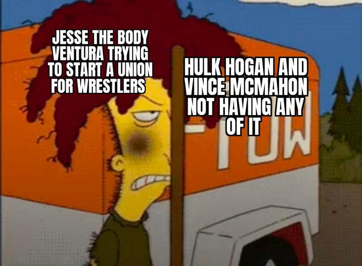 JESSE THE BODY VENTURA TRYING TO START A UNION FOR WRESTLERS HULK HOGAN AND VINCE MCMAHON NOT HAVING ANY OF IT OFW