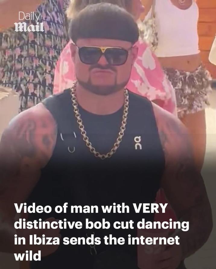 Daily Mail OC Video of man with VERY distinctive bob cut dancing in Ibiza sends the internet wild