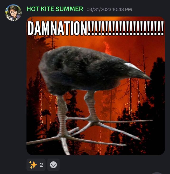 Original "DAMN!" Pūkeko Meme by IG user @liliumbirder As per direct correspondence with KnowYourMeme, Instagram user @liliumbirder originally shared the "DAMN!!!" baby pūkeko meme to private Discord server on March 31st, 2023. The image shows a baby pūkeko set against a red forest fire with the word "DAMNATION!!!!!!!!!!!!!!" written across the top.