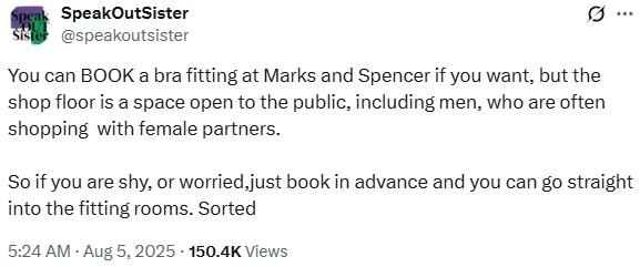 A tweet about the Marks and Spencer trans employee drama. The tweet offers a solution.