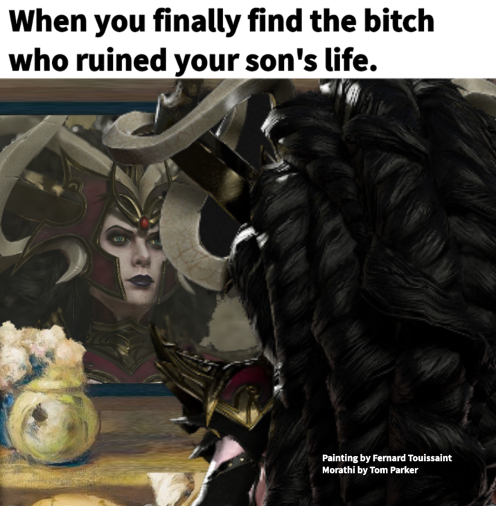 When you finally find the bitch who ruined your son's life. Painting by Fernard Touissaint Morathi by Tom Parker
