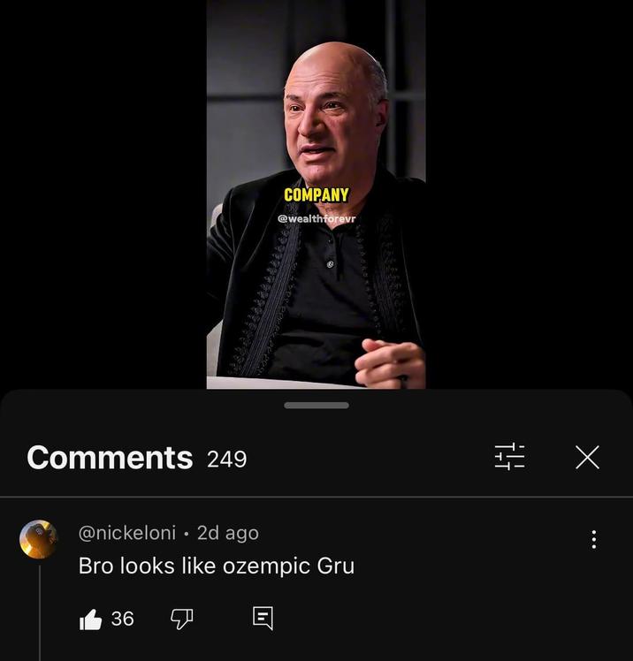Comments 249 COMPANY @wealthforevr @nickeloni 2d ago Bro looks like ozempic Gru 36 en Х