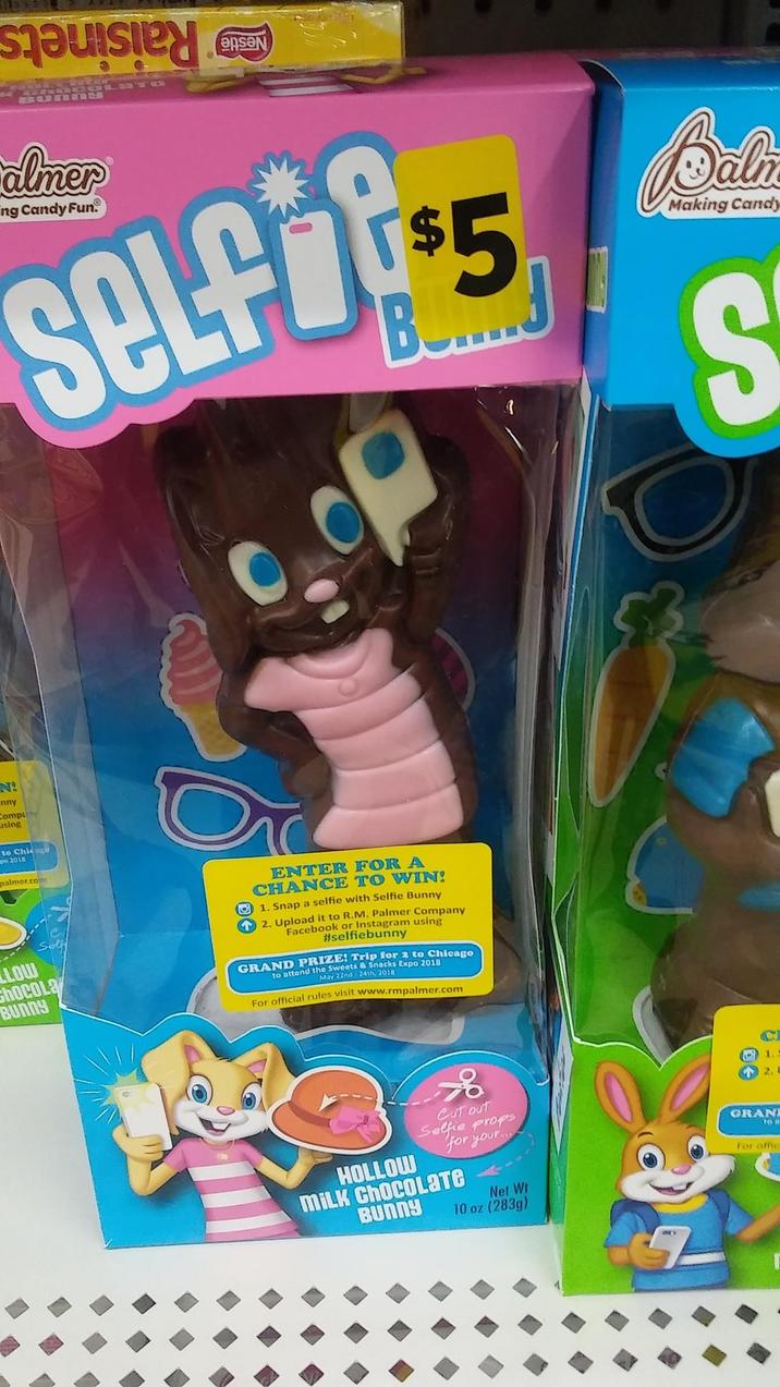 N! Enny Compu using to Chi 2018 palmer.com รอบ!SPY almer ng Candy Fun selfi $5 B.....J Baln Making Candy S LOW ShocoLa BUNNY ENTER FOR A CHANCE TO WIN! 1. Snap a selfie with Selfie Bunny 2. Upload it to R.M. Palmer Company Facebook or Instagram using #selfiebunny GRAND PRIZE! Trip for 2 to Chicago to attend the Sweets & Snacks Expo 2018 May 22nd 24th, 2018 For official rules visit www.rmpalmer.com 1. 2.1 Cut out Selfie props for your... HOLLOW MILK CHOCOLATE BUNNY Net Wi 10 oz (283g) GRAN to a For offic