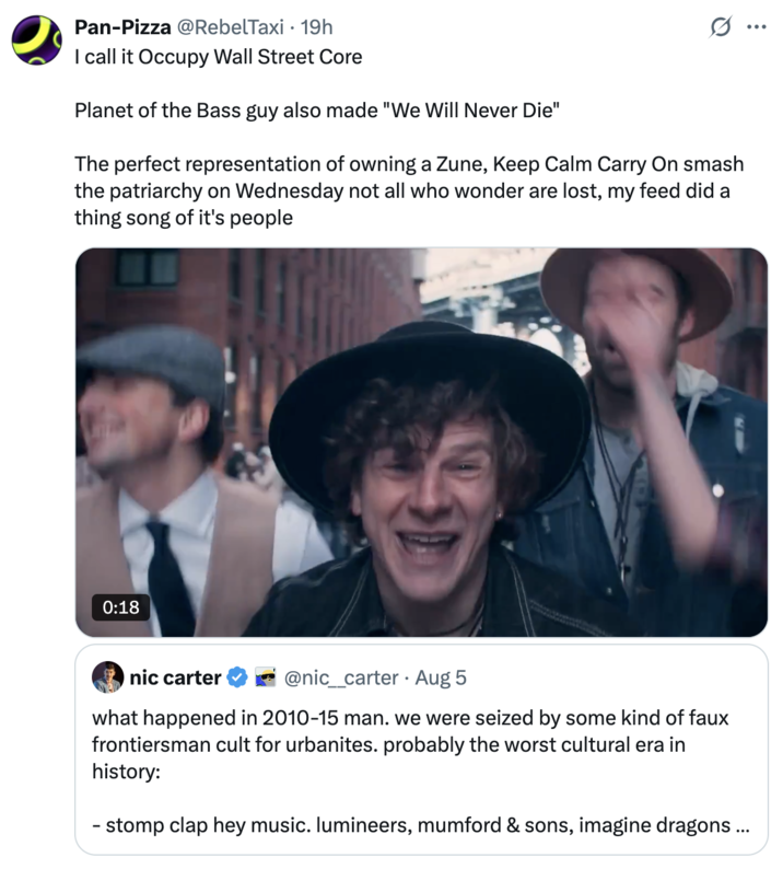 A "quote-tweet":https://knowyourmeme.com/memes/quote-retweets-qrts about "Home" by Edward Sharpe and the Magnetic Zeros, seen singing, "Alabama, Arkansas," on an NPR Tiny Desk Concert in 2009.