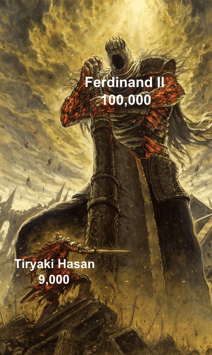 Ferdinand II 100,000 Tiryaki Hasan 9,000
