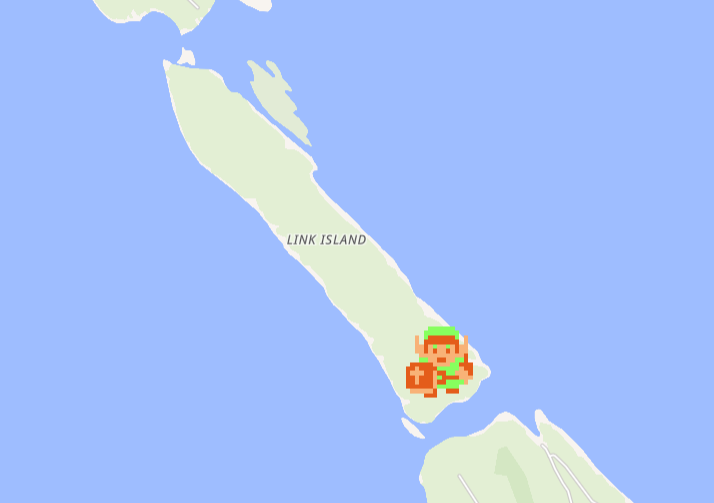 A screenshot of Link Island in Wplace. It has Link From TLoZ drawn on it.