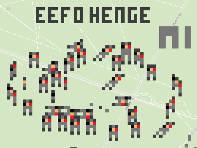 Eefo Henge on Wplace - a circle of Eefos mimicking Stonehenge
