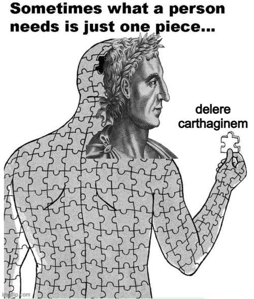 Sometimes what a person needs is just one piece... im flip.com delere carthaginem
