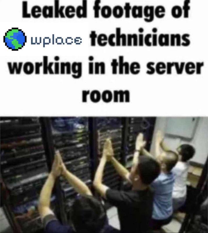Leaked footage of wplace technicians working in the server room