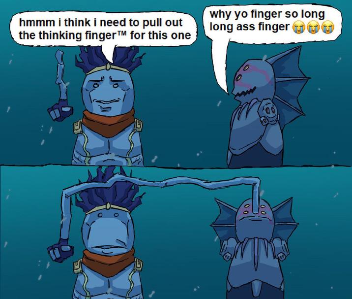 hmmm i think i need to pull out the thinking finger™ for this one why yo finger so long long ass finger +