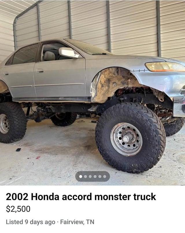 2002 Honda accord monster truck $2,500 Listed 9 days ago · Fairview, TN
