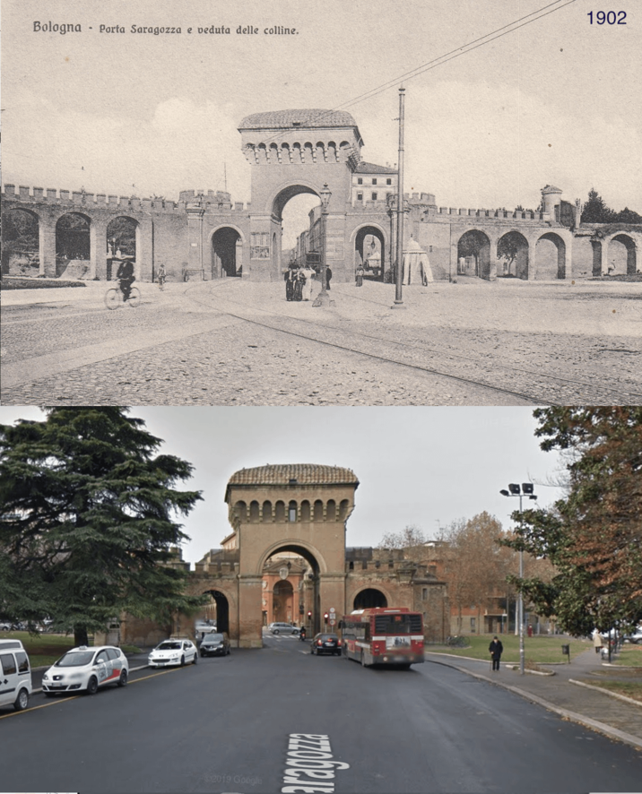 1902 Bologna Porta Saragozza e veduta delle colline. 2019 Google תדה zobele