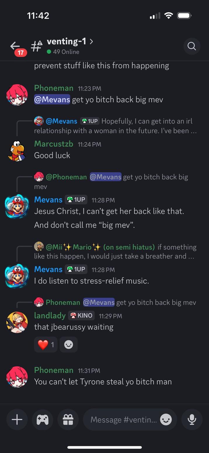 A screenshot of the "Discord":https://knowyourmeme.com/memes/sites/discord channel in which user Mevans and his girlfriend broke up when he was ranting about a guy named Tyrone stealing his kill in a "_Fortnite_":https://knowyourmeme.com/memes/subcultures/fortnite quest.