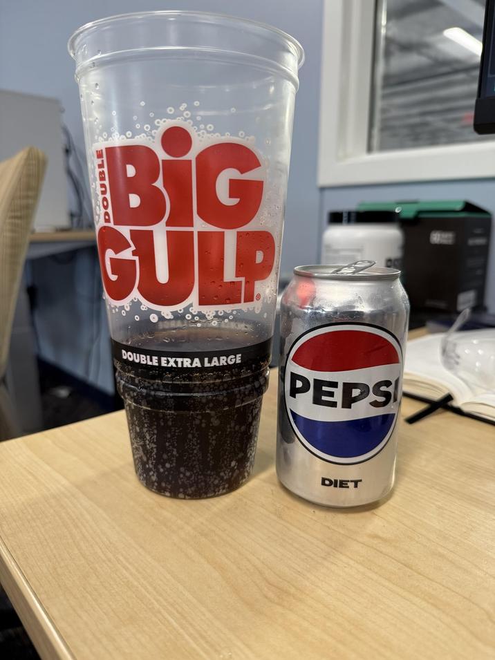 DOUBLE BIG GULP DOUBLE EXTRA LARGE PEPS DIET