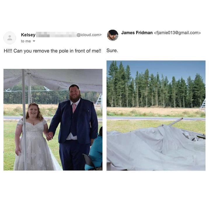 Kelsey to me ▾ @icloud.com> Hi!!! Can you remove the pole in front of me!! Sure. James Fridman <fjamie013@gmail.com>
