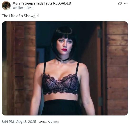 Showgirl Dark Betty A meme riffing on Taylor Swift's album "The Life of a Showgirl." The meme uses an image of Betty from Riverdale as Dark Betty.