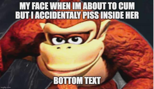 MY FACE WHEN IM ABOUT TO C-- BUT I ACCIDENTALY PISS INSIDE HER imgflip.com BOTTOM TEXT