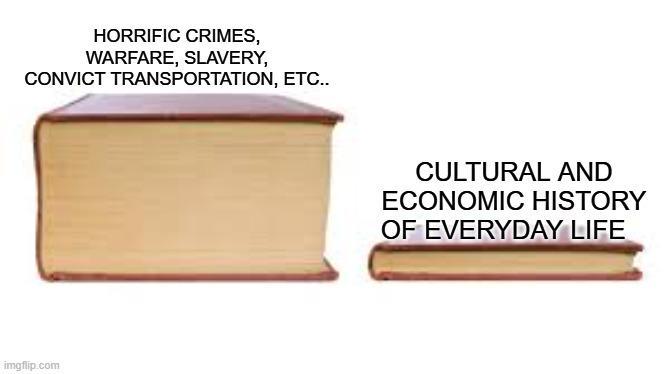 HORRIFIC CRIMES, WARFARE, SLAVERY, CONVICT TRANSPORTATION, ETC.. imgflip.com CULTURAL AND ECONOMIC HISTORY OF EVERYDAY LIFE