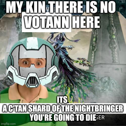 MY KIN THERE IS NO VOTANN HERE ITS ACTAN SHARD OF THE NIGHTBRINGER YOU'RE GOING TO DIESER imgflip.com