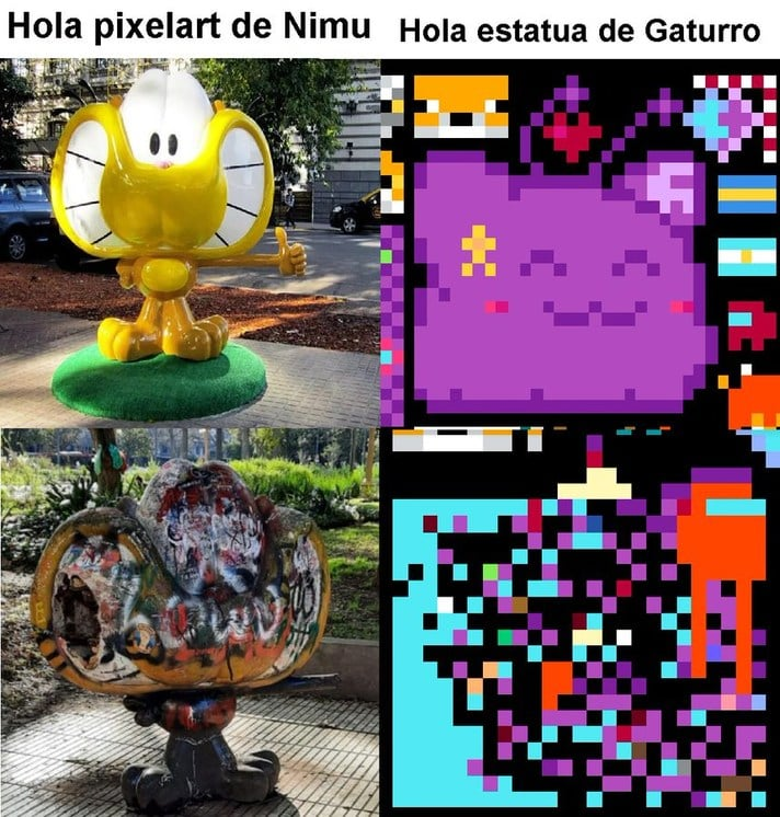 Hola pixelart de Nimu Hola estatua de Gaturro