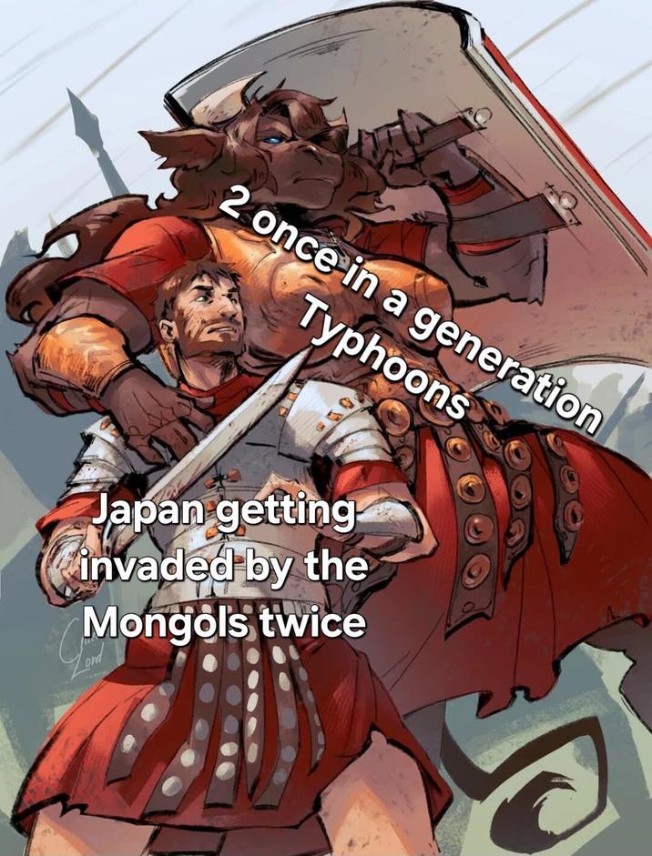 2 once in a generation Typhoons Japan getting invaded by the Mongols twice