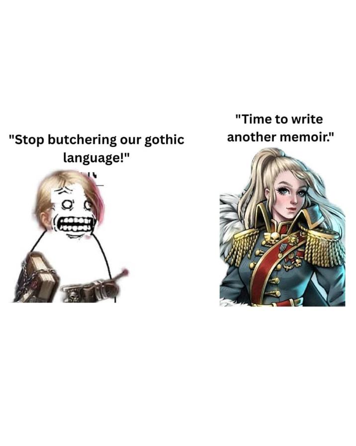 "Time to write "Stop butchering our gothic language!" another memoir."